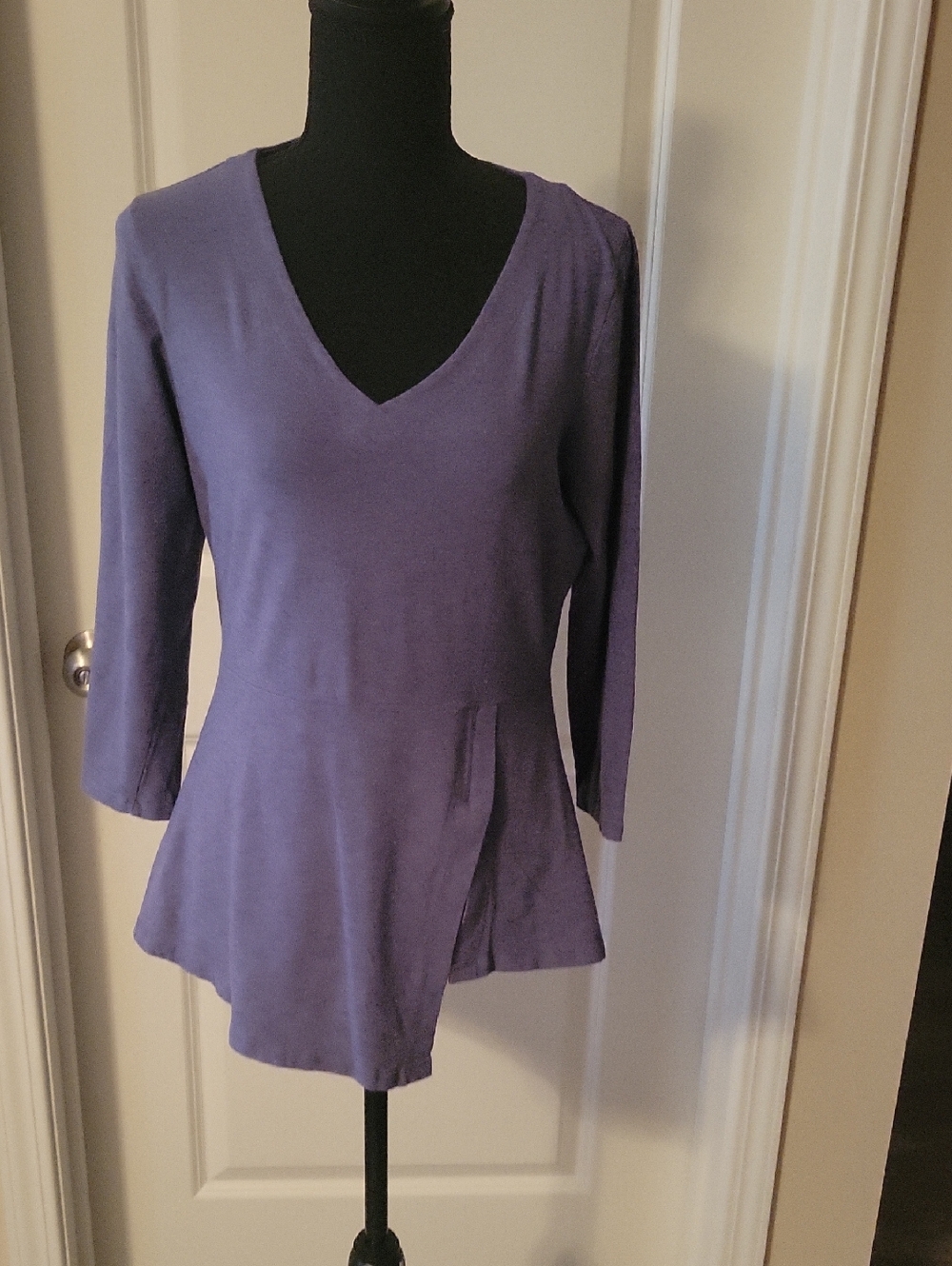 Women's V-Neck Purple Peplum Tunic